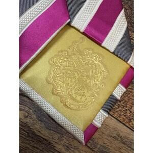 Donald J. Trump Signature Collection 100% Silk Tie Pink/Gray Diagonal Stripes